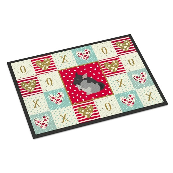 Carolines Treasures 24 x 36 in. Black Velvet Chinchilla Love Indoor or Outdoor Mat CK5420JMAT - main